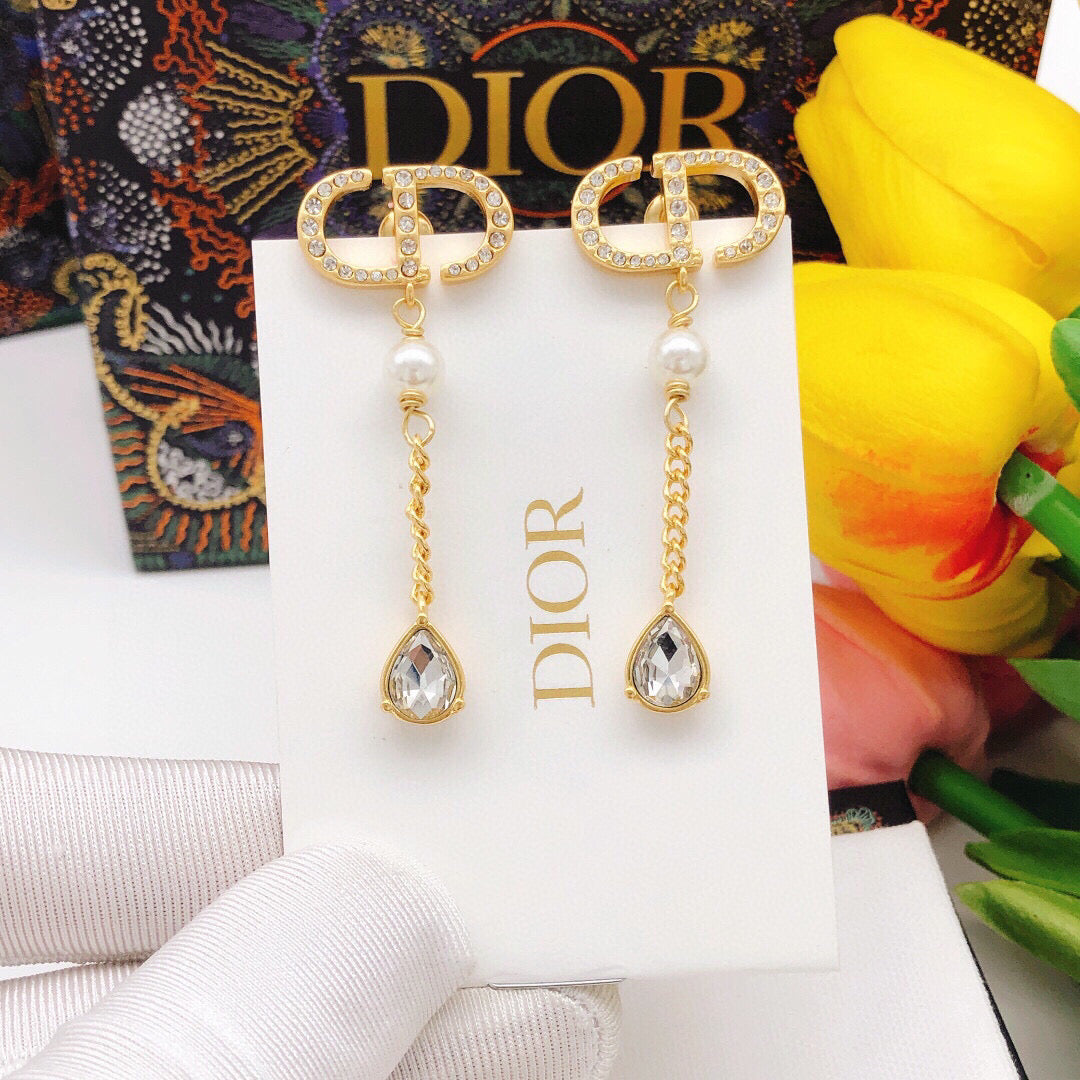 Dior CD Long Chain Teardrop Earrings - product image 2