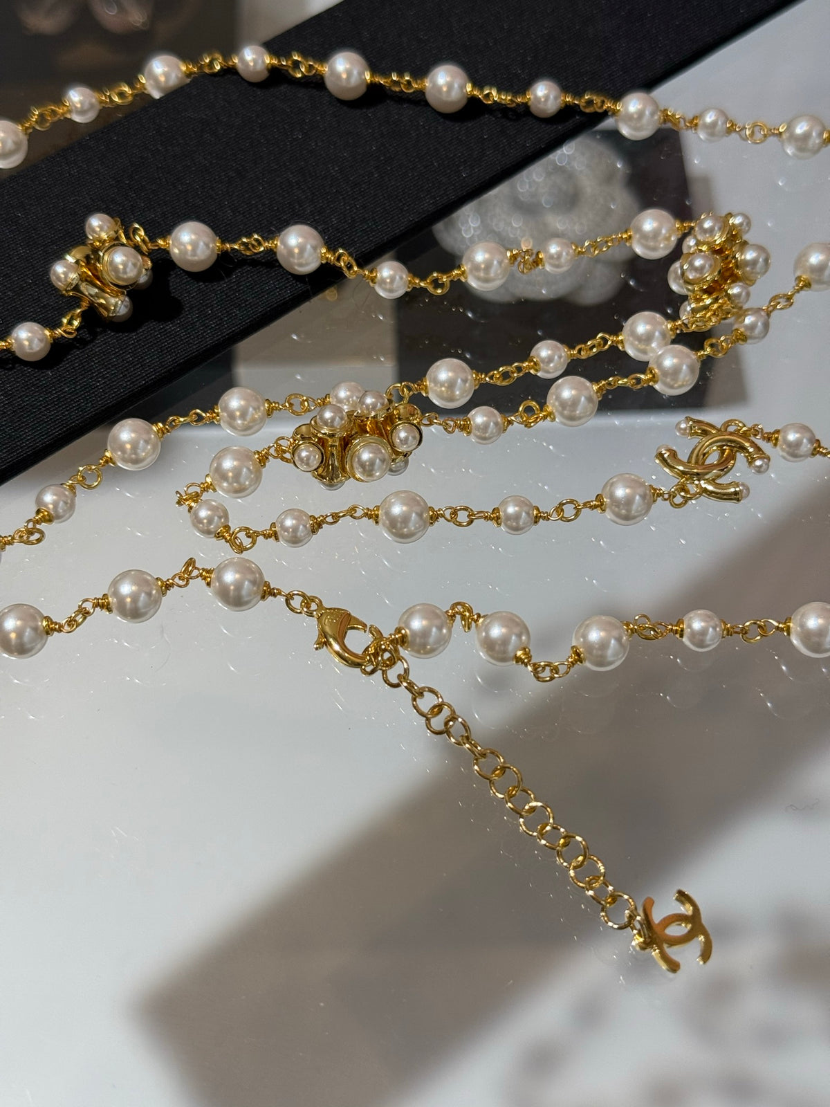Chanel Interlocking C Gold-Tone Pearl Necklace - album image 5