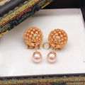 Dior Rose-Gold-Tone Filigree Pearl-Look Earrings - product image 1