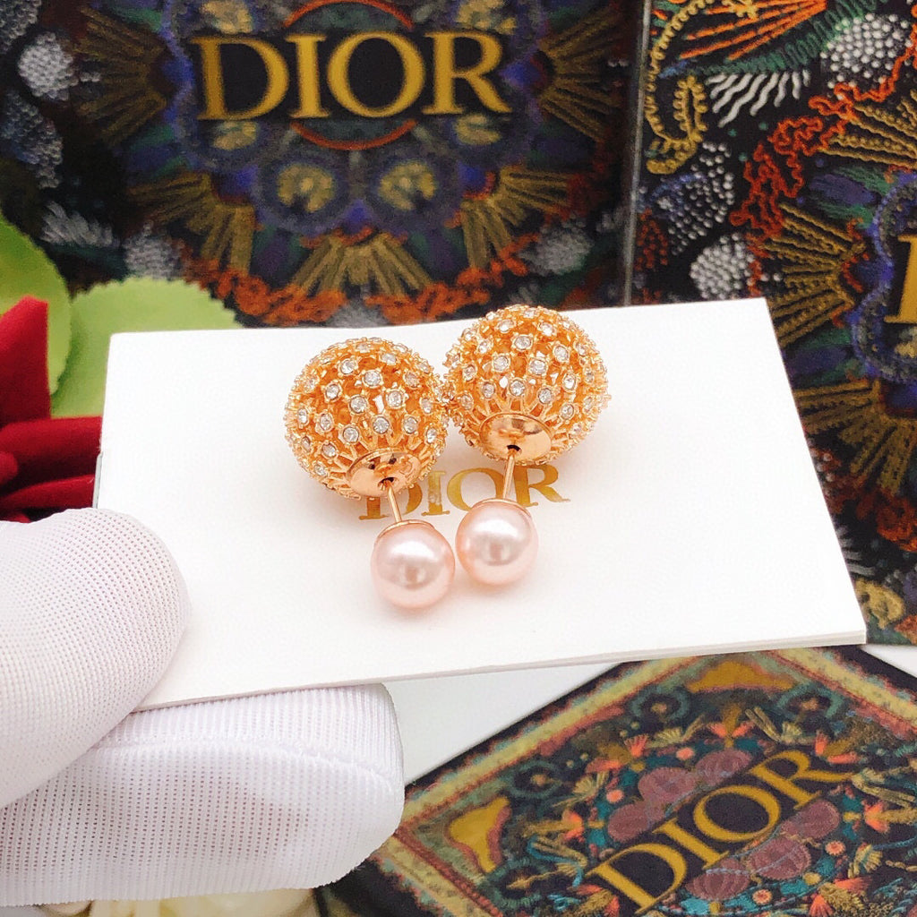 Dior Rose-Gold-Tone Filigree Pearl-Look Earrings - product image 6