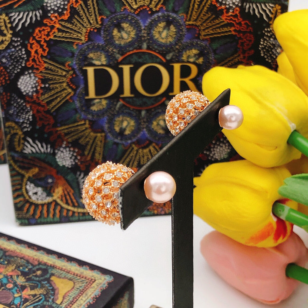 Dior Rose-Gold-Tone Filigree Pearl-Look Earrings - product image 4