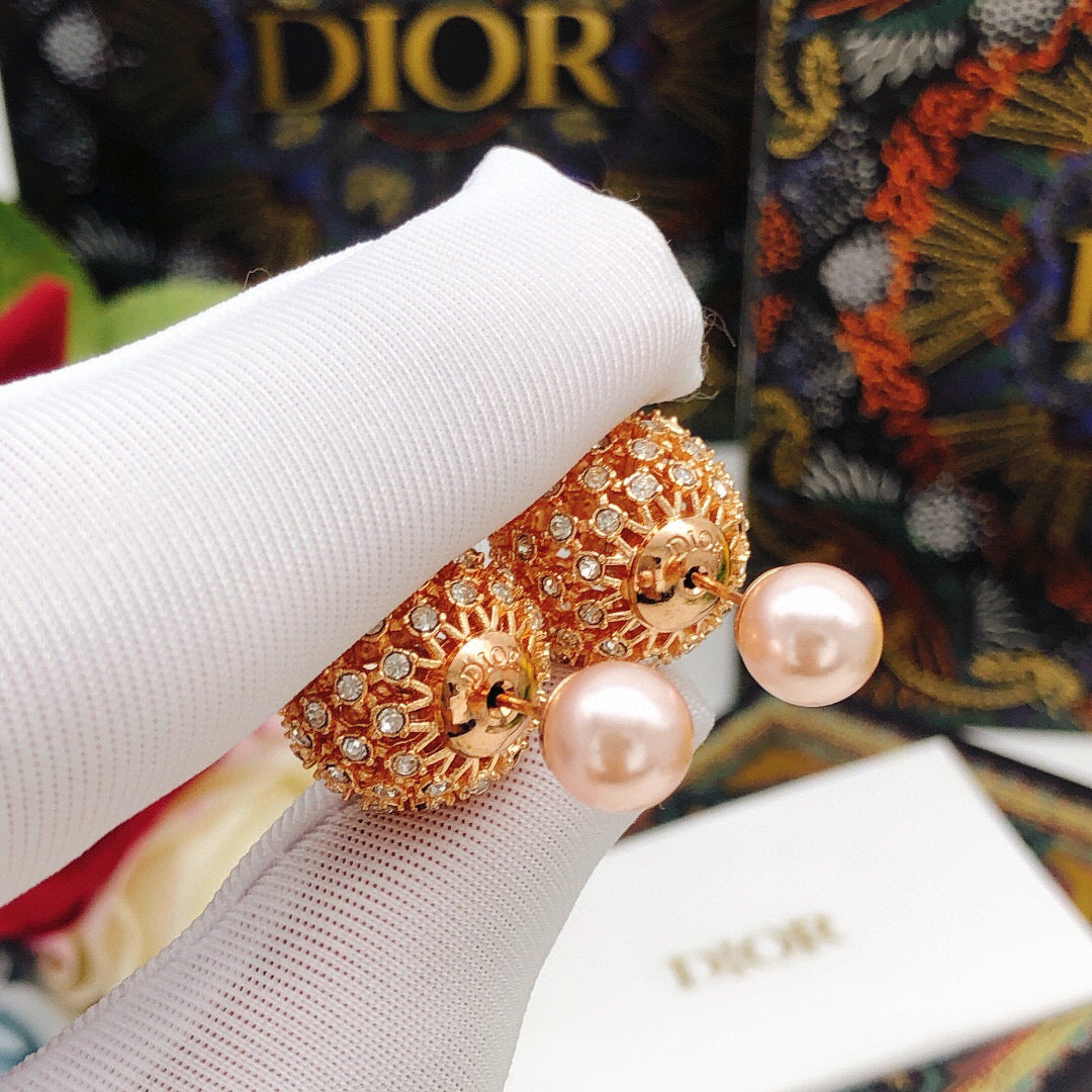 Dior Rose-Gold-Tone Filigree Pearl-Look Earrings - product image 5