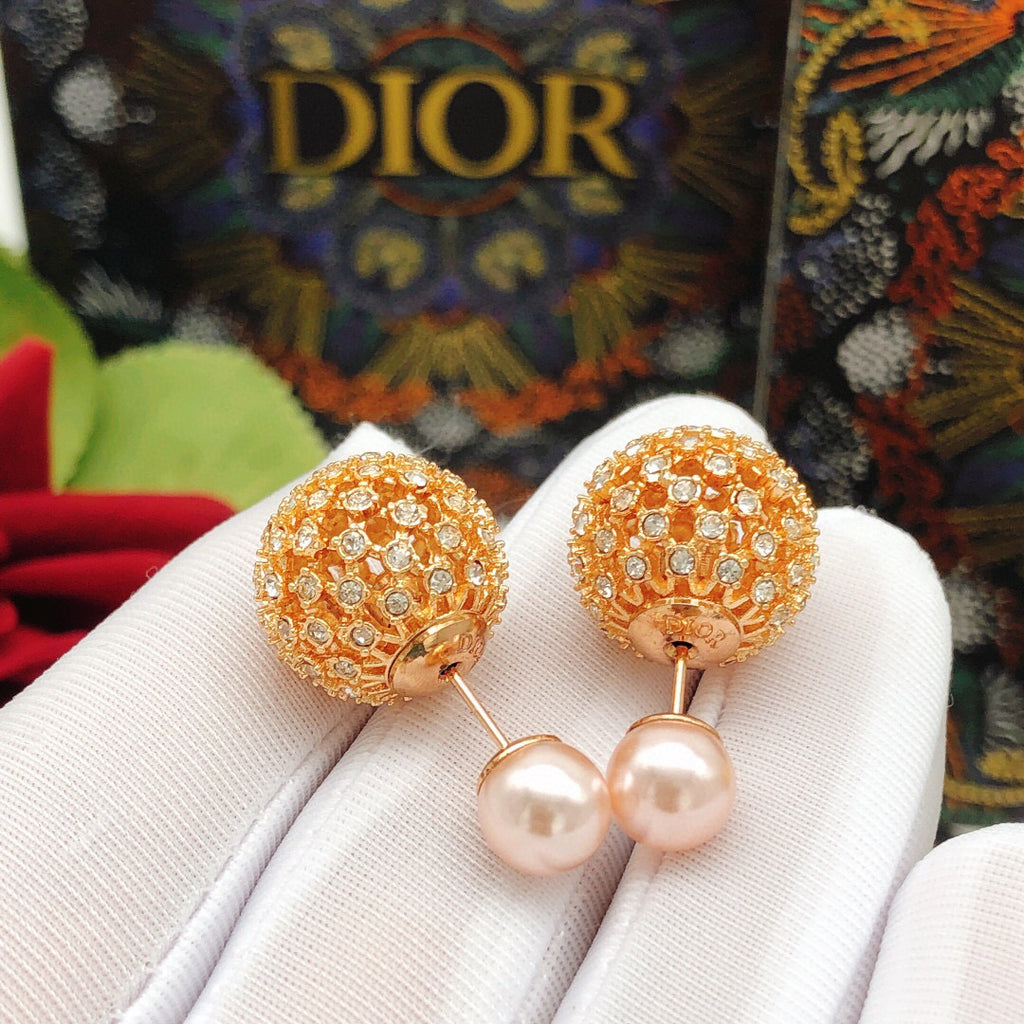 Dior Rose-Gold-Tone Filigree Pearl-Look Earrings - product image 3