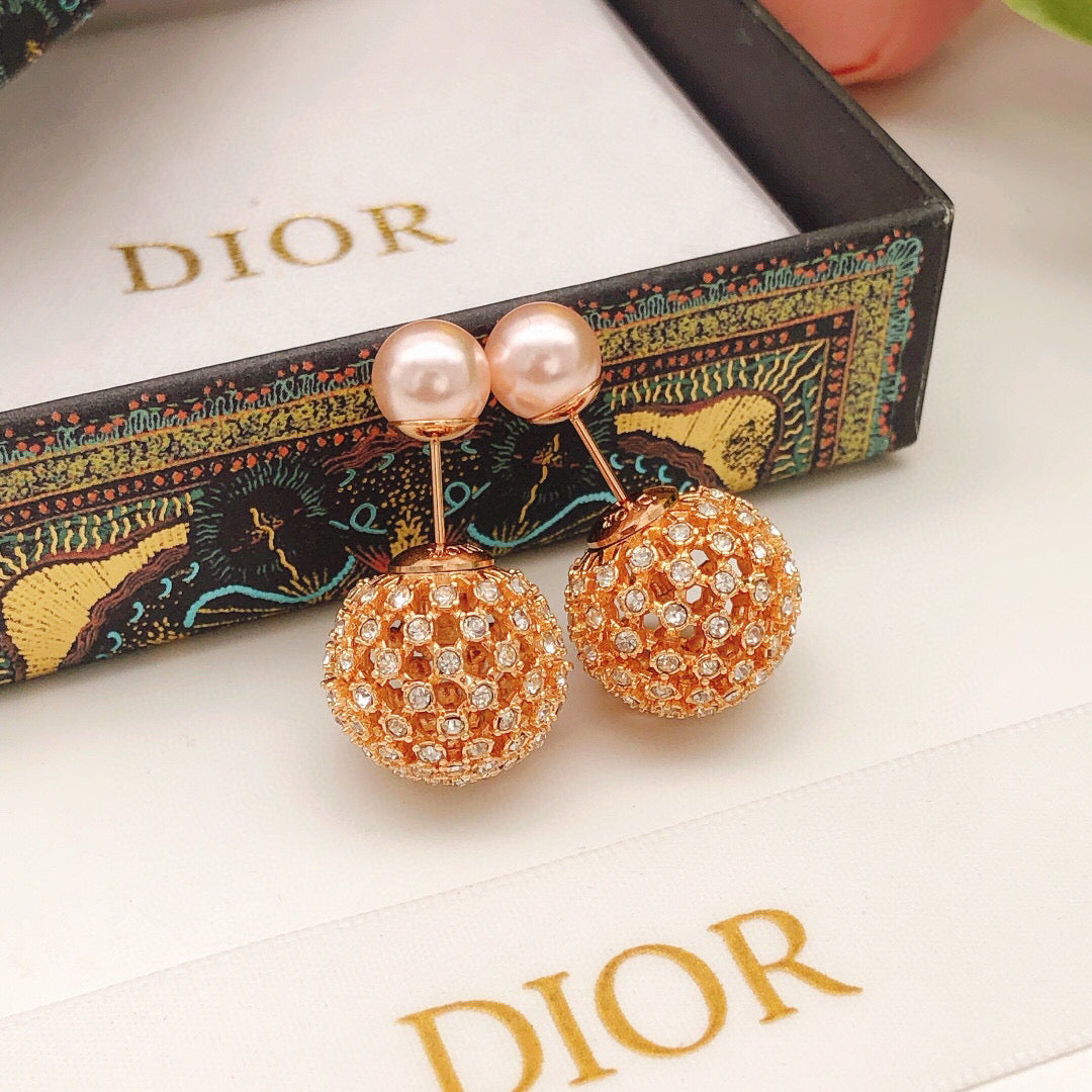 Dior Rose-Gold-Tone Filigree Pearl-Look Earrings - product image 2