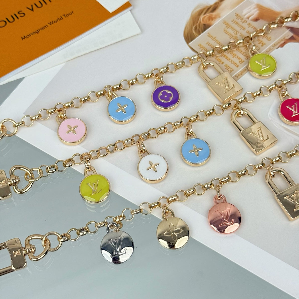 Louis Vuitton Confetti Chain Multicolor Flower Monogram LV Letter Padlock Keychain - album image 5