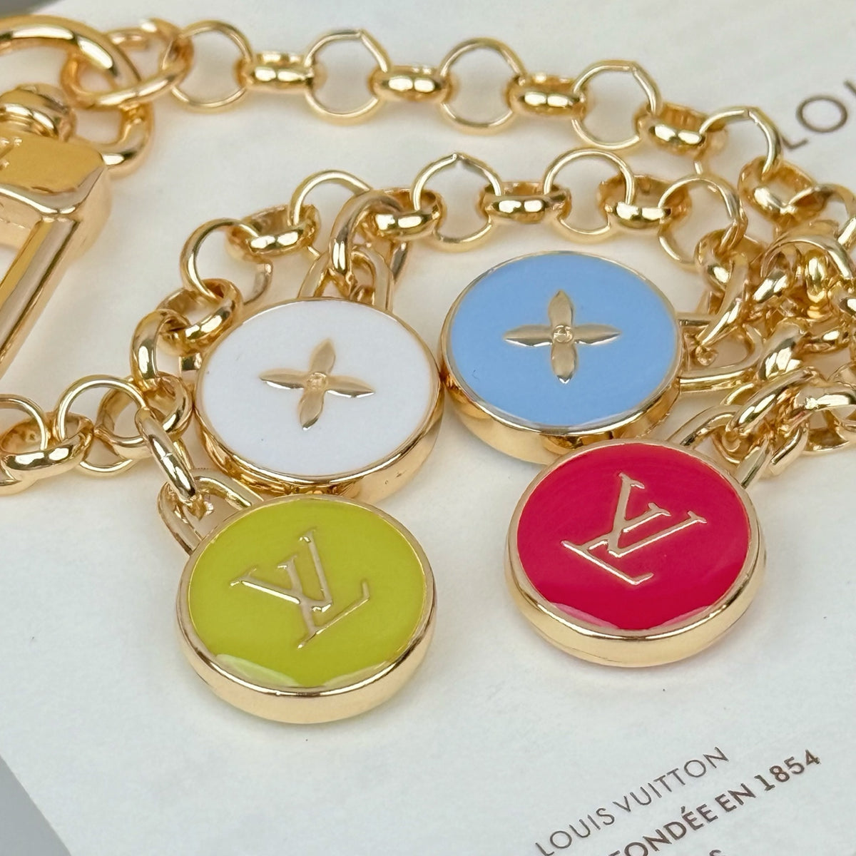 Louis Vuitton Confetti Chain Multicolor Flower Monogram LV Letter Padlock Keychain - album image 7