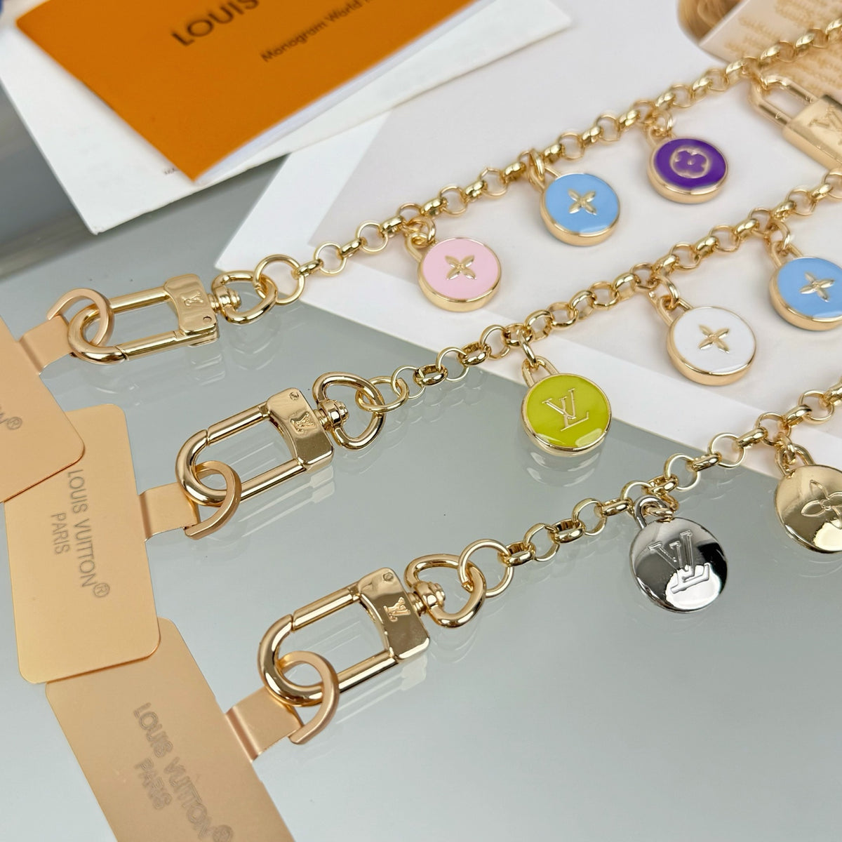 Louis Vuitton Confetti Chain Multicolor Flower Monogram LV Letter Padlock Bag Charm - album image 5
