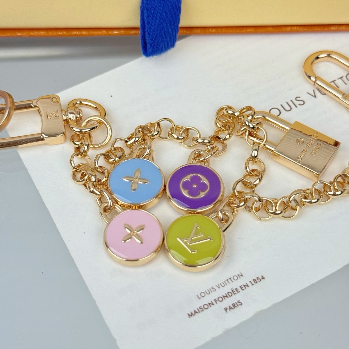 Louis Vuitton Confetti Chain Multicolor Flower Monogram LV Letter Padlock Keychain - album image 4