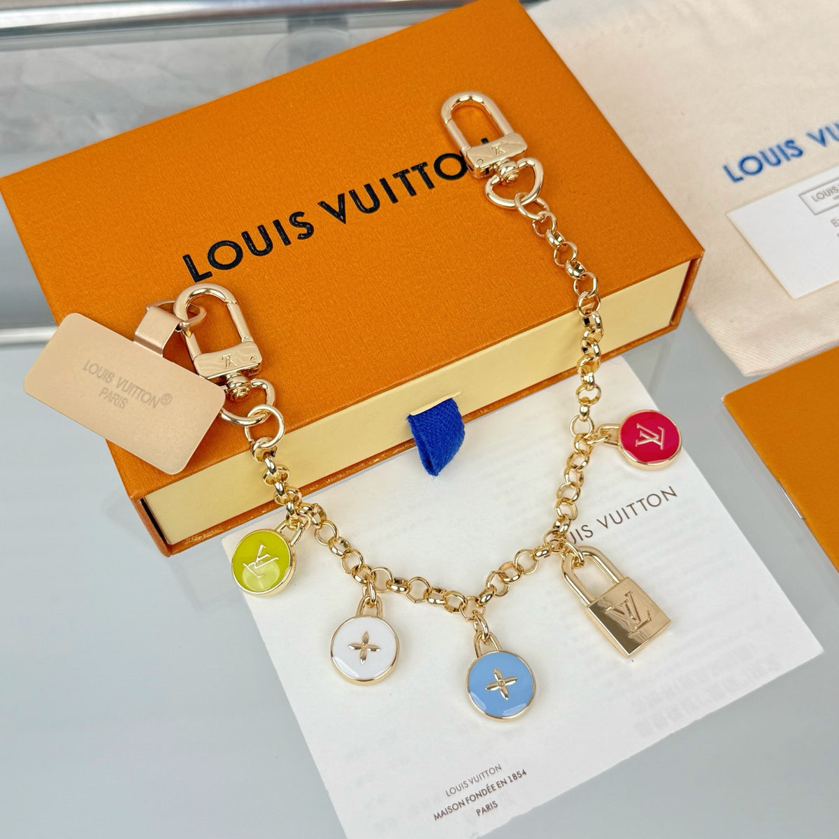 Louis Vuitton Confetti Chain Multicolor Flower Monogram LV Letter Padlock Keychain - album image 2