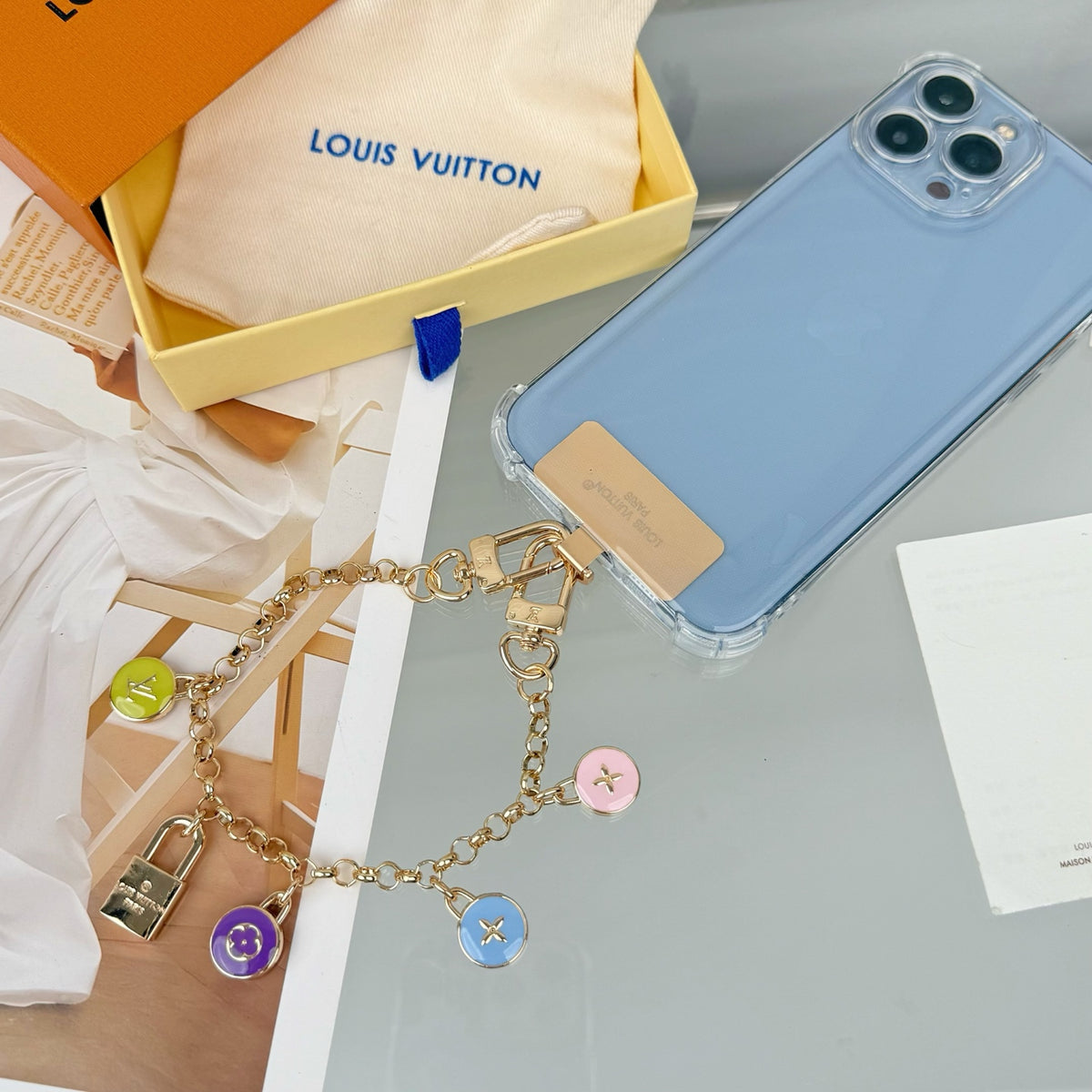 Louis Vuitton Confetti Chain Multicolor Flower Monogram LV Letter Padlock Keychain - album image 6