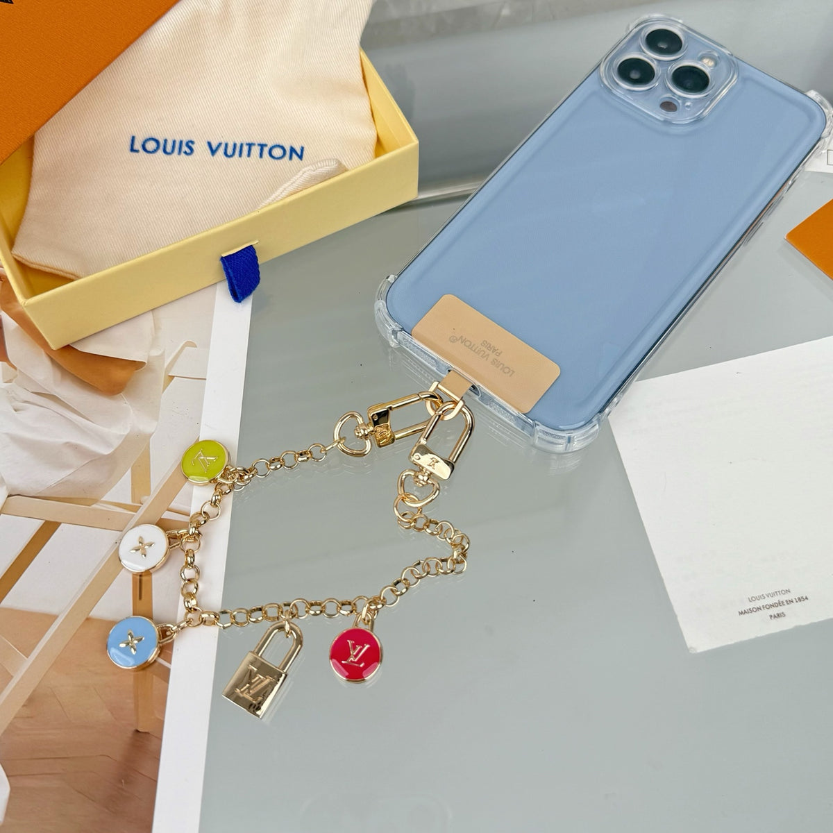 Louis Vuitton Confetti Chain Multicolor Flower Monogram LV Letter Padlock Keychain - album image 4