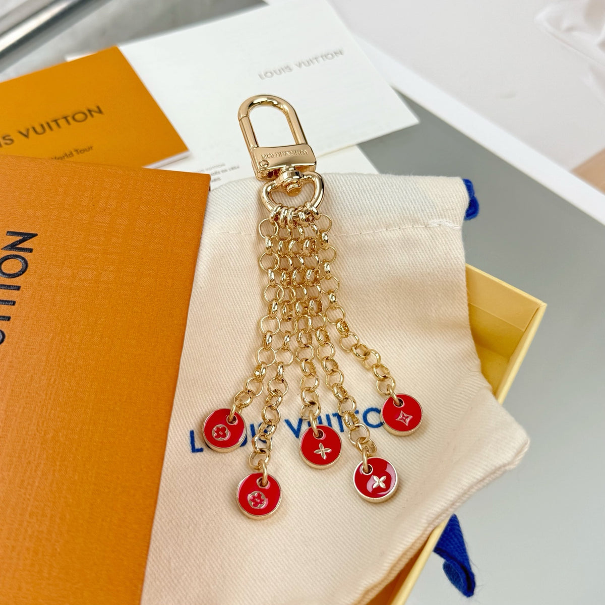 Louis Vuitton Confetti Chain Multicolor Flower Monogram LV Letter Padlock Keychain - album image 3