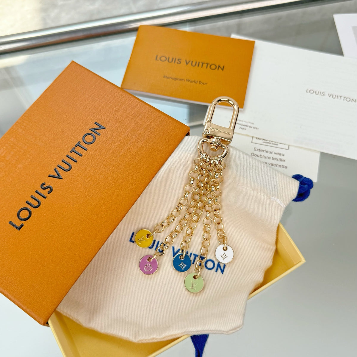 Louis Vuitton Confetti Chain Multicolor Flower Monogram LV Letter Padlock Keychain - album image 3