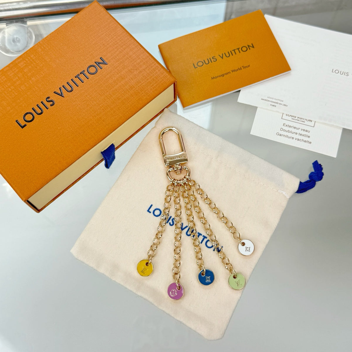 Louis Vuitton Confetti Chain Multicolor Flower Monogram LV Letter Padlock Keychain - album image 1