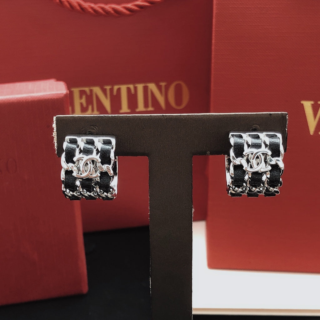 Chanel Silver-Tone Leather Earrings - album image 6