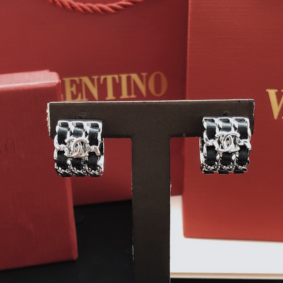 Chanel Silver-Tone Leather Earrings - album image 6
