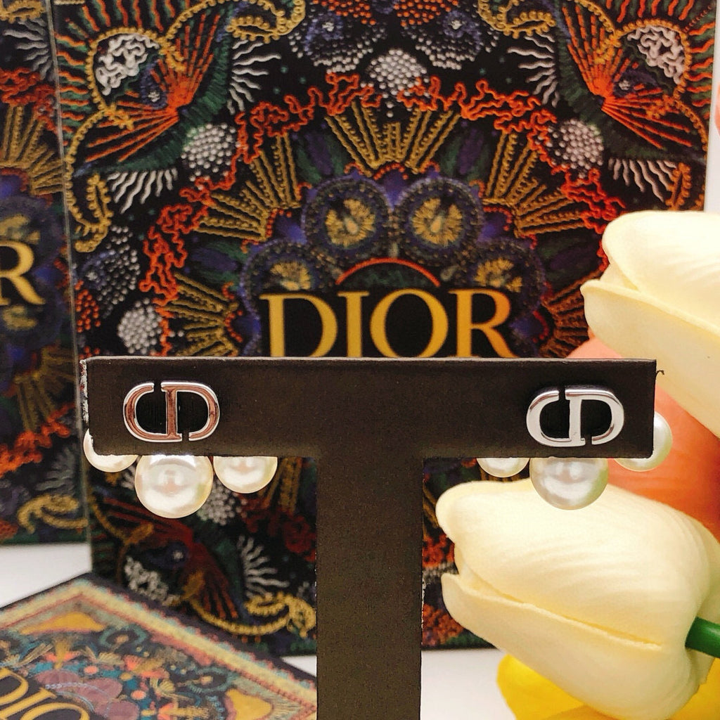Dior Silver-Tone CD Twin Pearl-Look Earrings - product image 9
