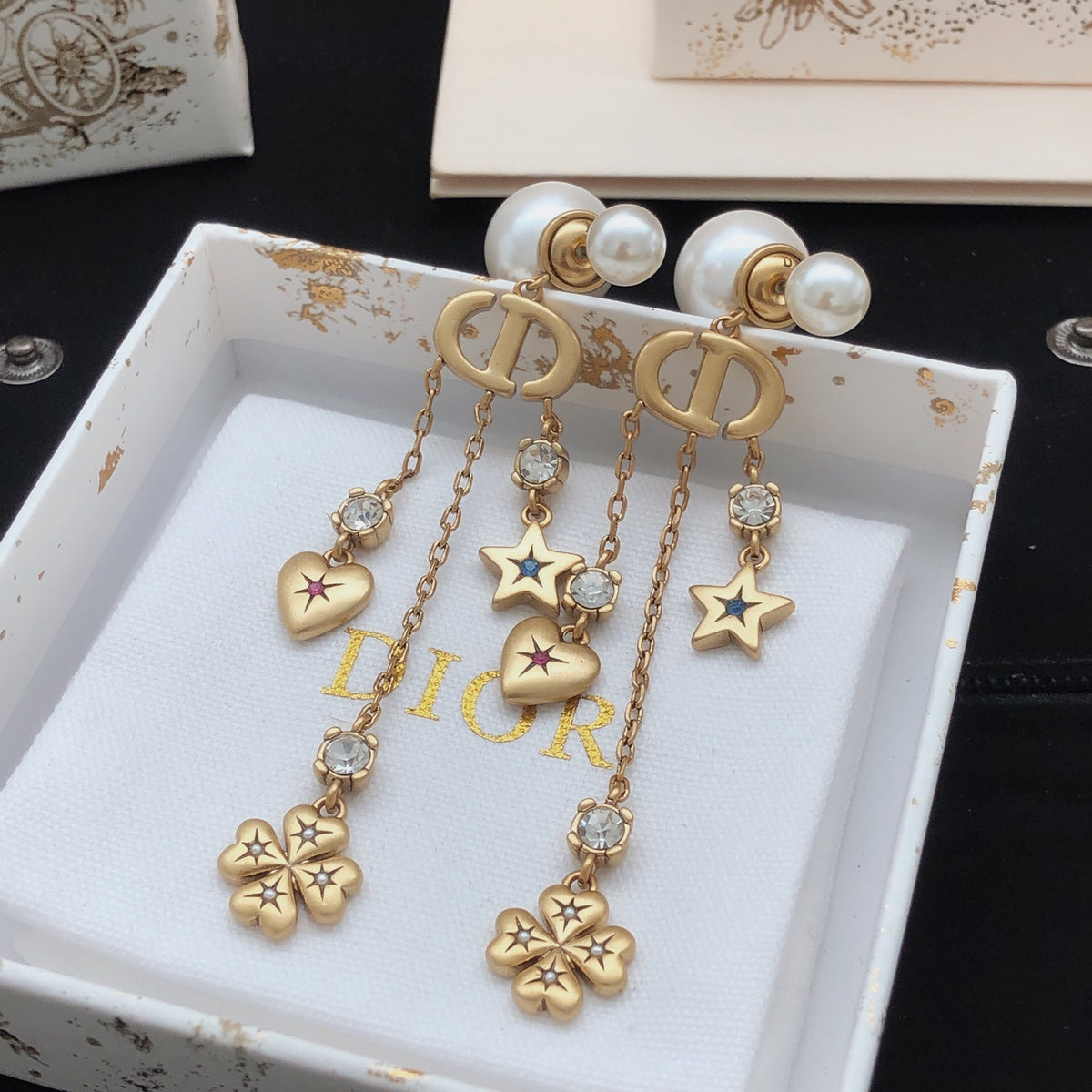 Dior Pearl-Look Lucky Charm Chain Earrings - product image 3