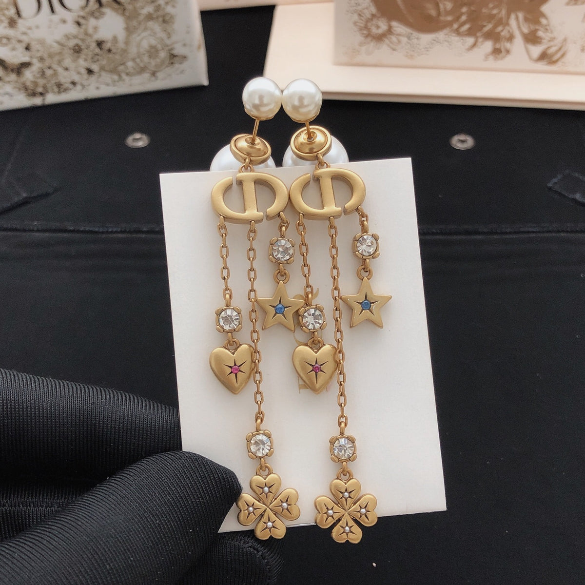 Dior Pearl-Look Lucky Charm Chain Earrings - product image 2
