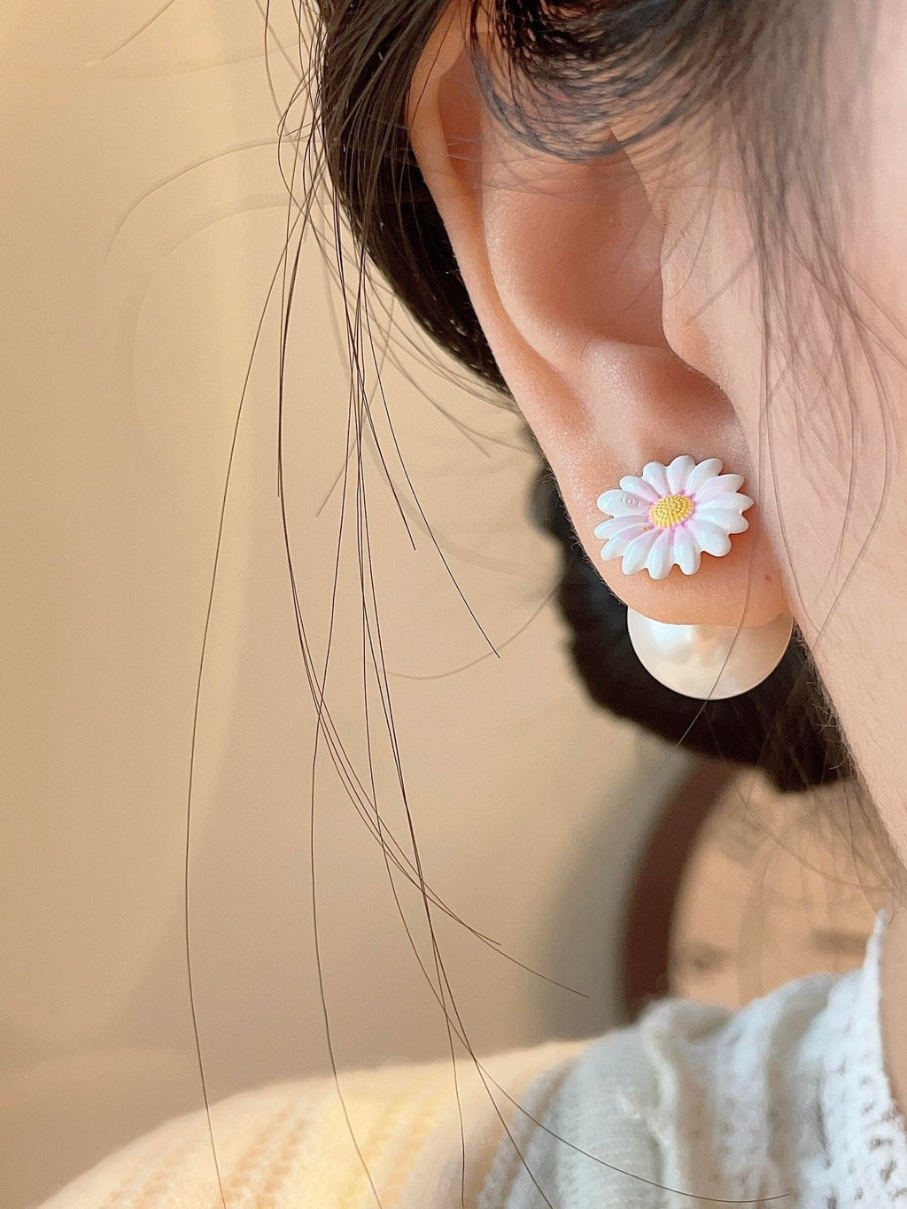 Dior Pink Daisy Pearl-Look Earrings - product image 12