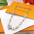Louis Vuitton Silver-Tone Flower Crystal Accent Polished Necklace - album image 1