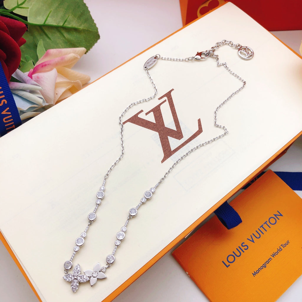 Louis Vuitton Silver-Tone Flower Crystal Accent Polished Necklace - album image 5