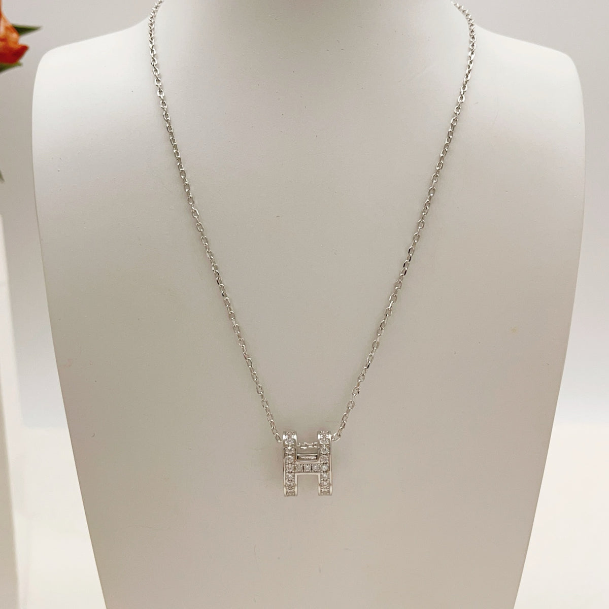Hermès Silver-Tone H Pendant Necklace - album image 6