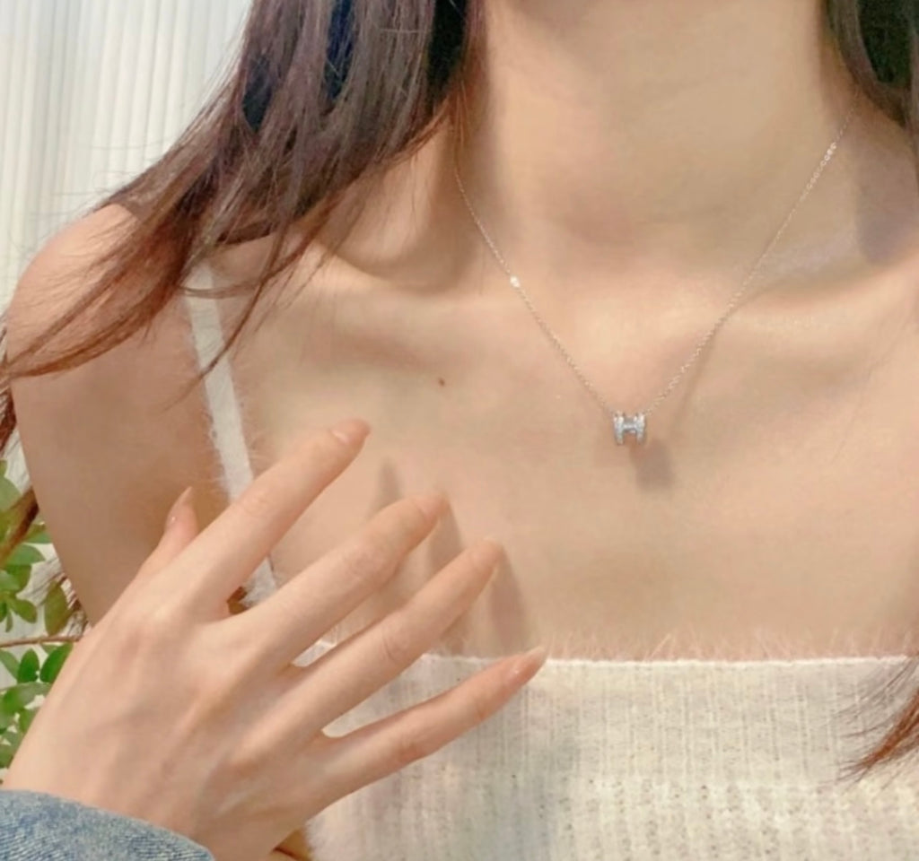 Hermès Silver-Tone H Pendant Necklace - album image 9