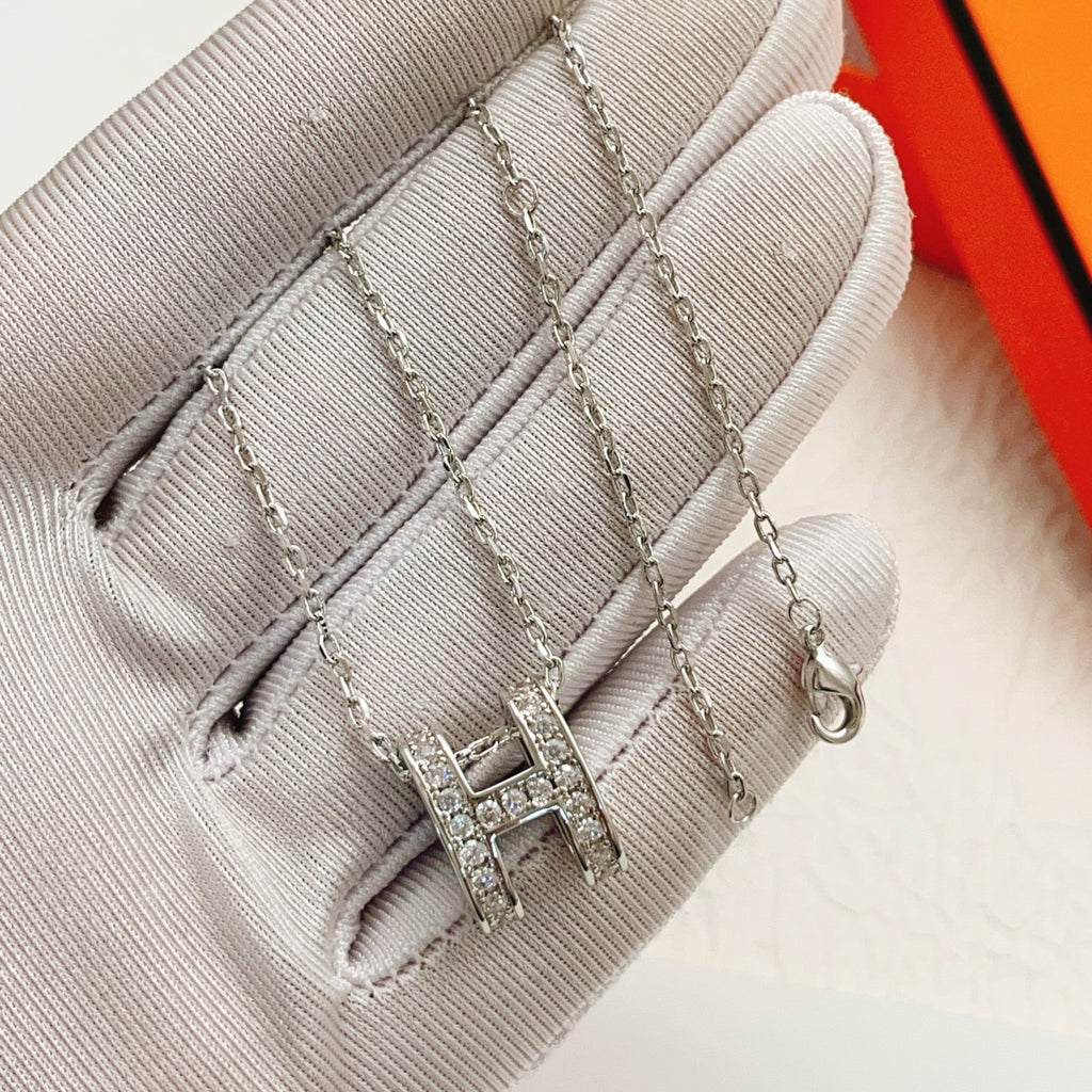 Hermès Silver-Tone H Pendant Necklace - album image 3
