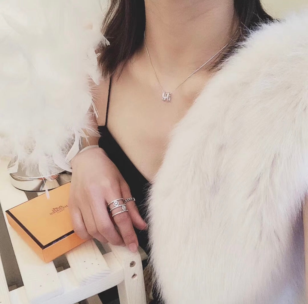 Hermès Silver-Tone H Pendant Necklace - album image 7