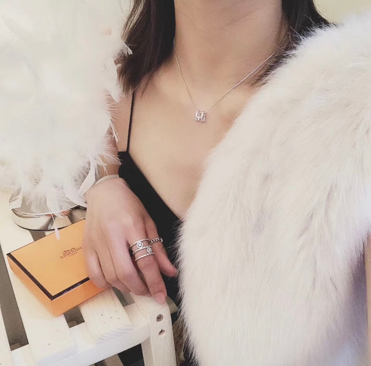 Hermès Silver-Tone H Pendant Necklace - album image 7