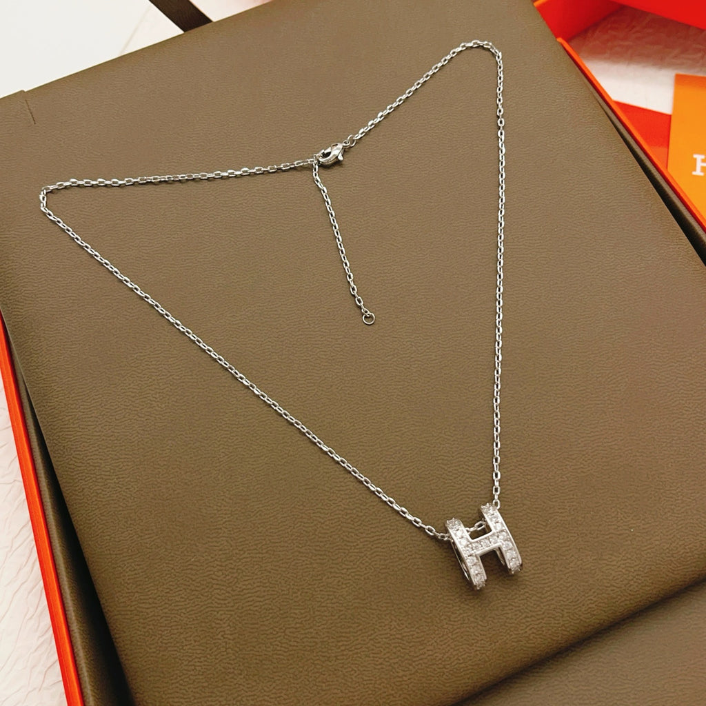 Hermès Silver-Tone H Pendant Necklace - album image 5
