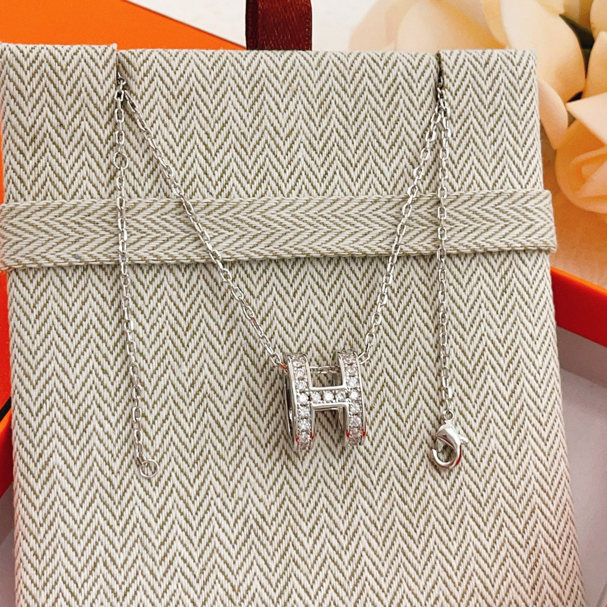 Hermès Silver-Tone H Pendant Necklace - album image 1