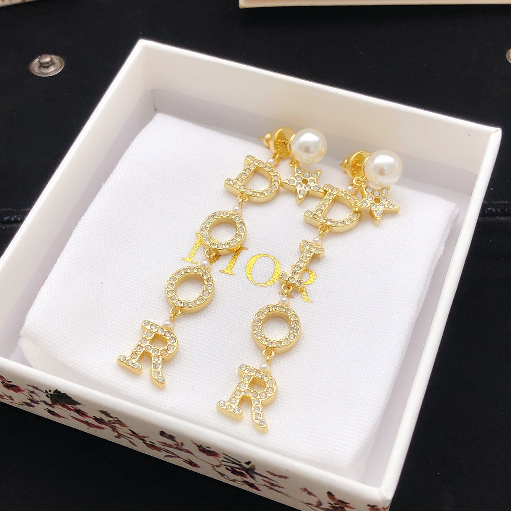 Dior Vertical Letter Drop Earrings - product image 2