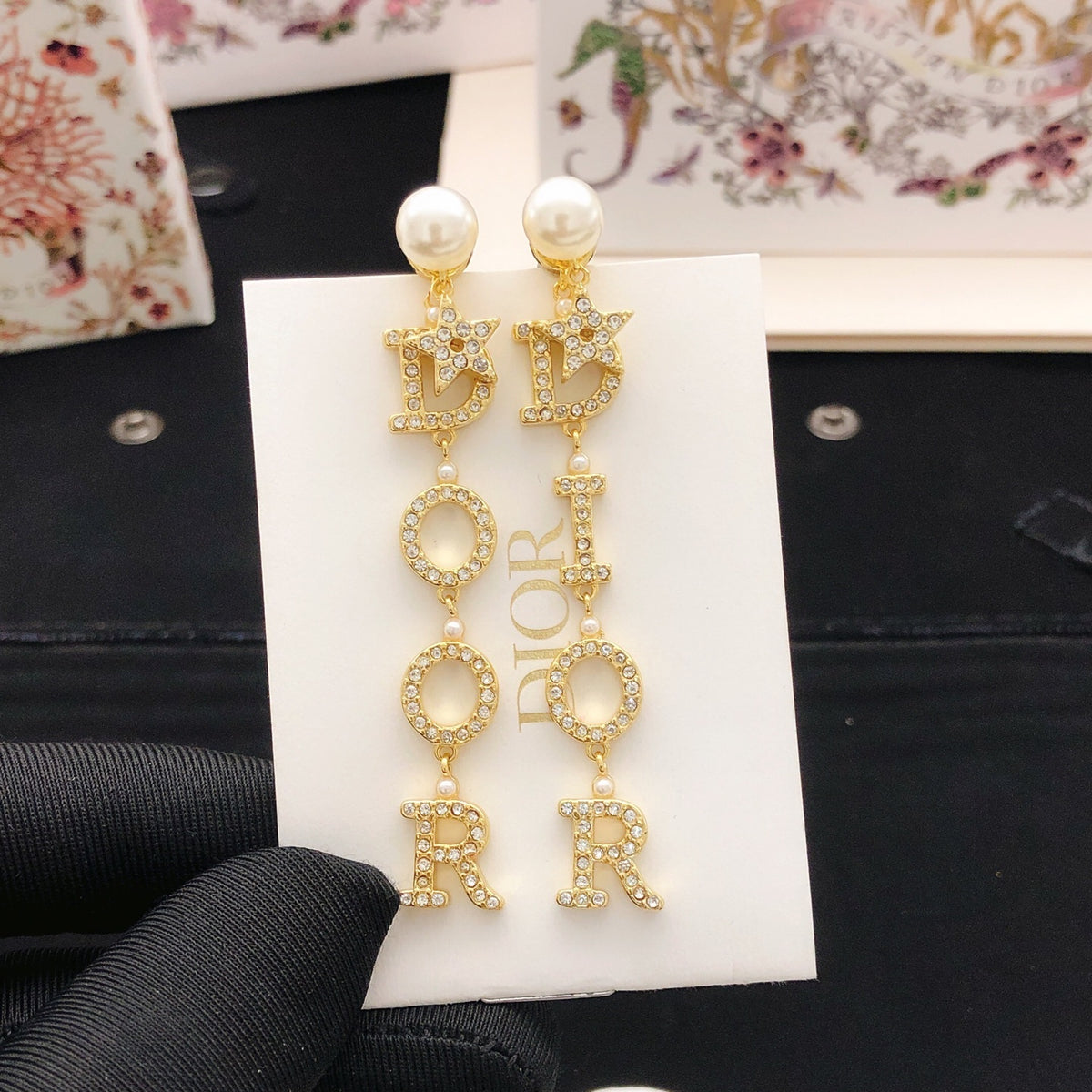 Dior Vertical Letter Drop Earrings - product image 3