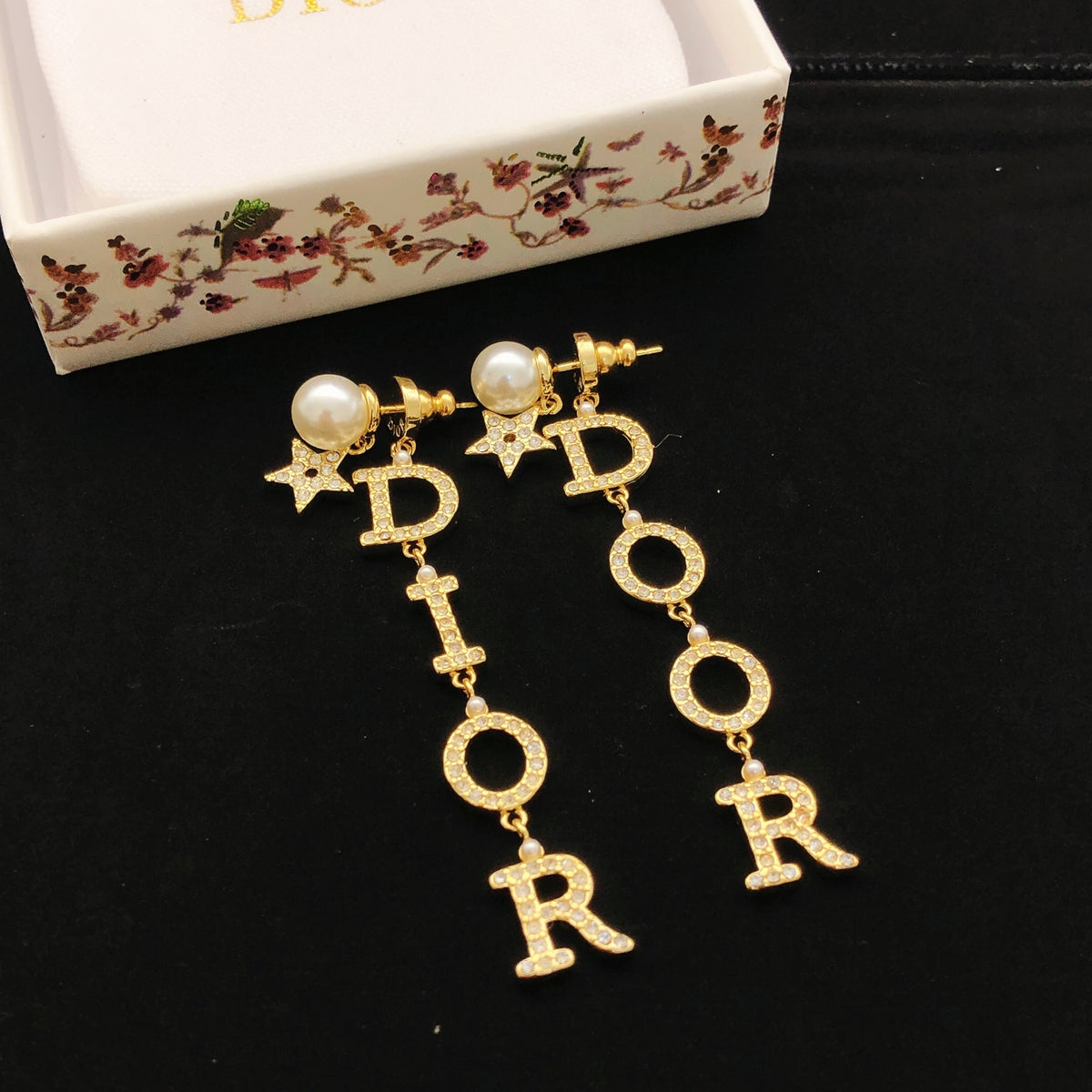 Dior Vertical Letter Drop Earrings - product image 1