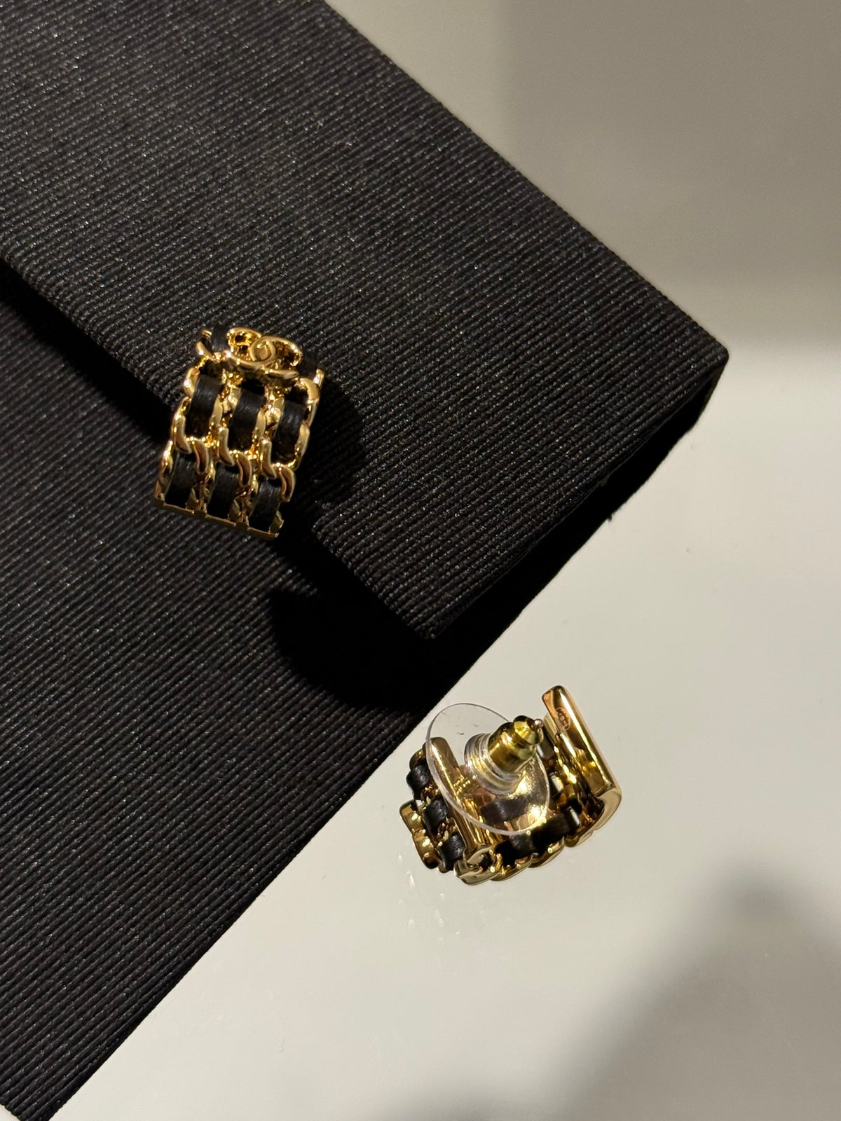 Chanel Interlocking C Leather Stud Earrings - album image 4