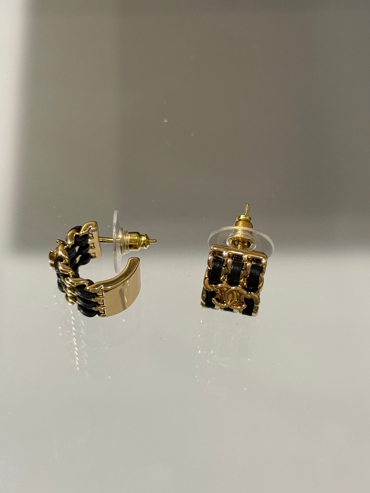 Chanel Interlocking C Leather Stud Earrings - album image 6