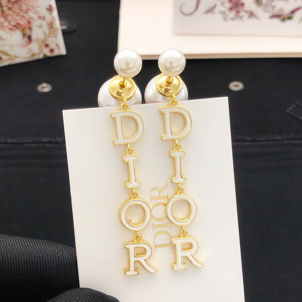 Dior Pearl-Look Vertical Letter Earrings - product image 1