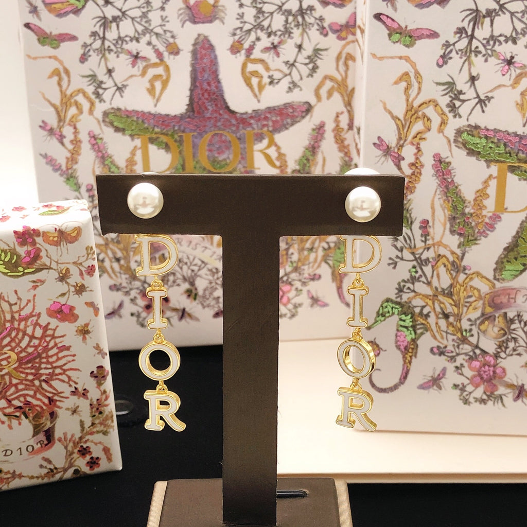 Dior Pearl-Look Vertical Letter Earrings - product image 5