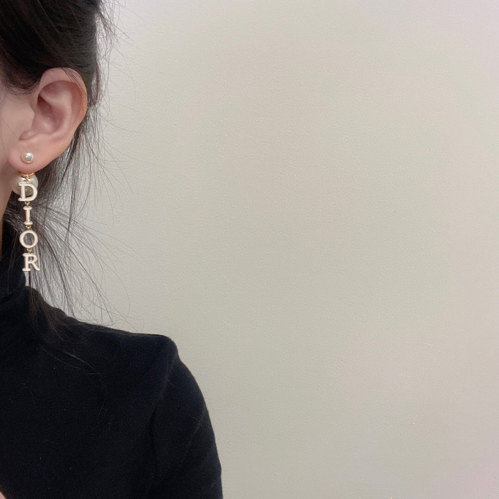 Dior Pearl-Look Vertical Letter Earrings - product image 6