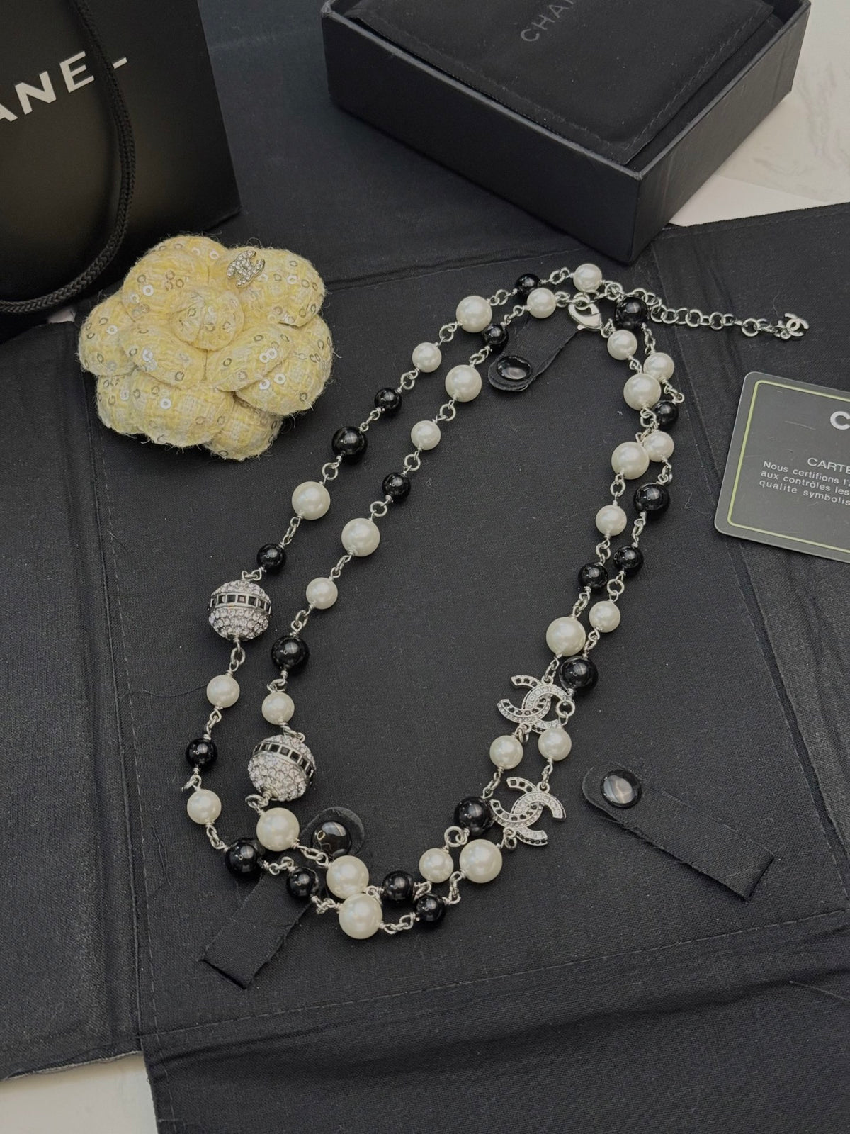 Chanel Interlocking C Black Pearl Chain Necklace - album image 6