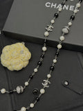 Chanel Interlocking C Black Pearl Chain Necklace - album image 1