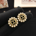 Dior Gold-Tone Pearl-Look Halo Stud Earrings - product image 1