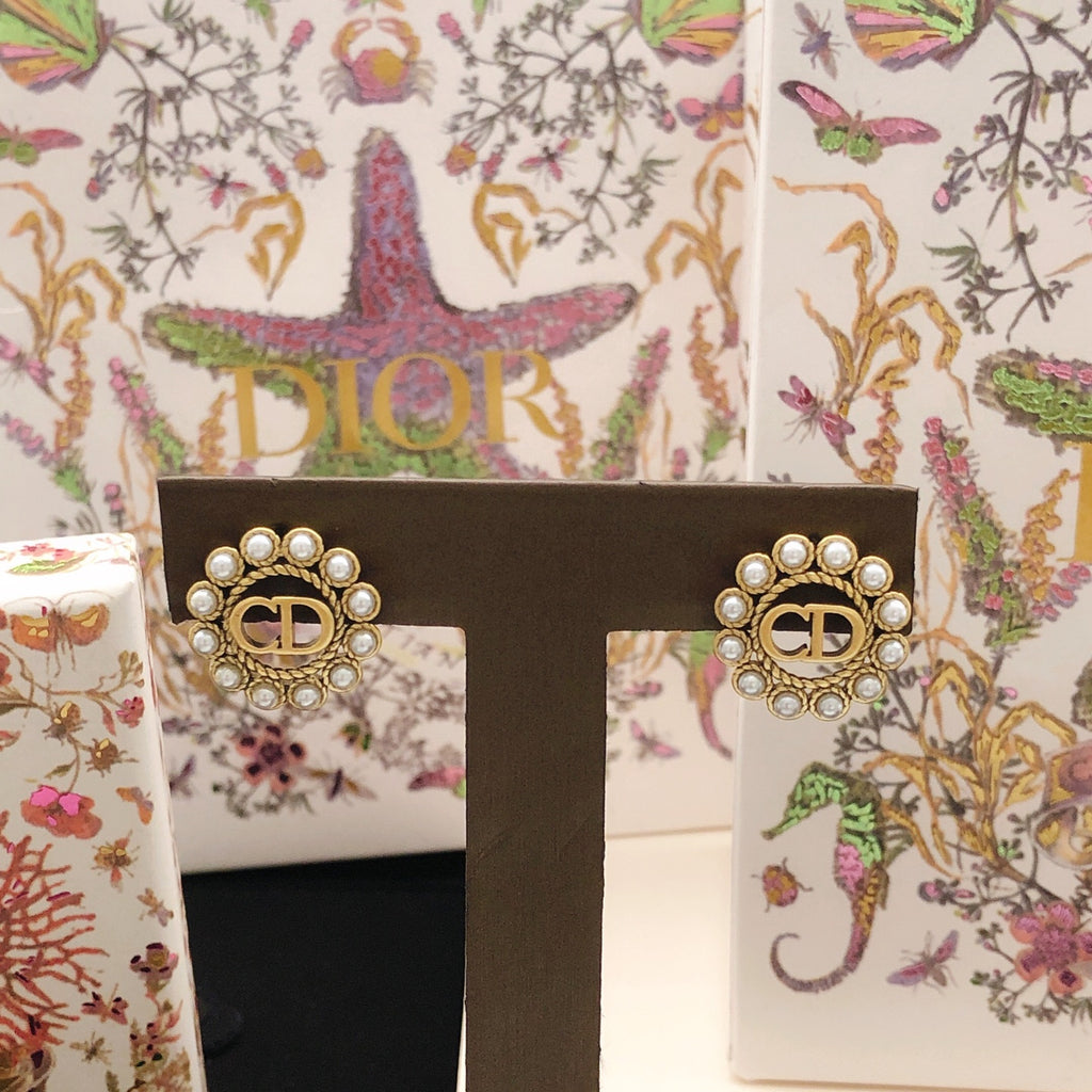 Dior Gold-Tone Pearl-Look Halo Stud Earrings - product image 5