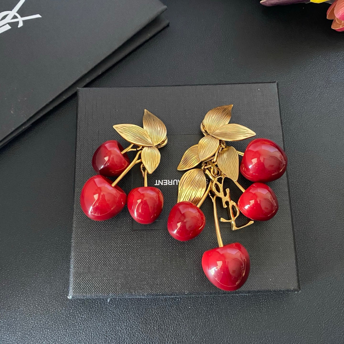 Saint Laurent Red Cherry Drop Earrings - album image 4