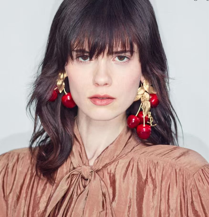 Saint Laurent Red Cherry Drop Earrings - album image 9