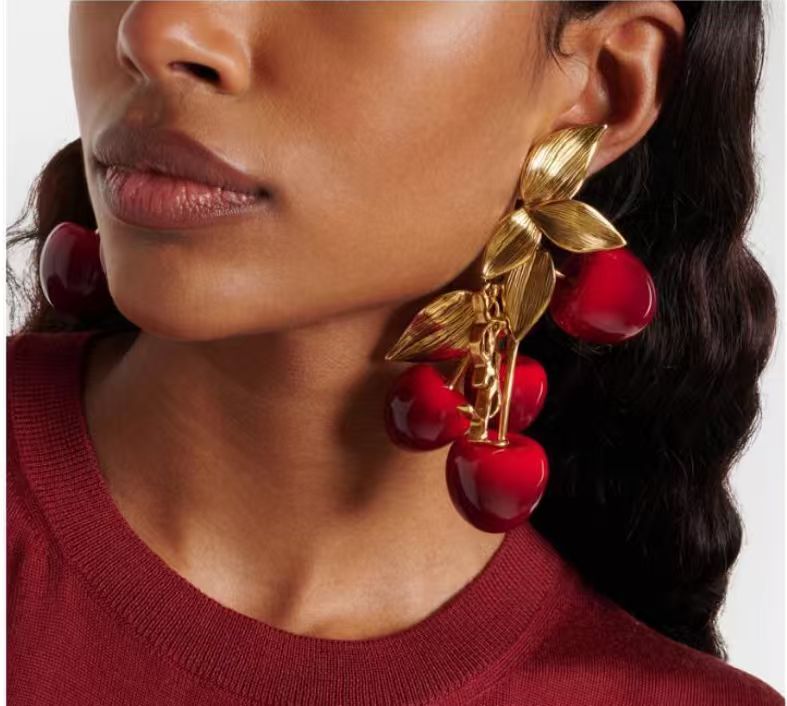 Saint Laurent Red Cherry Drop Earrings - album image 10