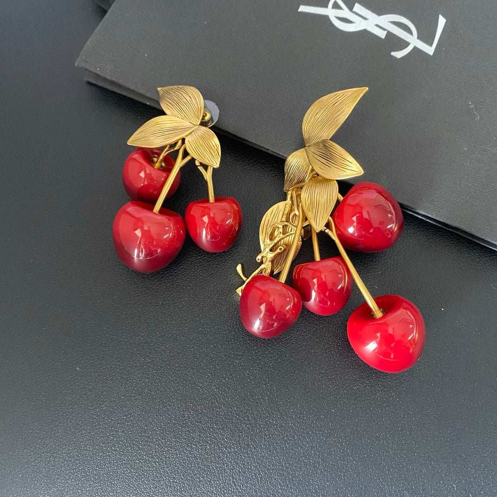 Saint Laurent Red Cherry Drop Earrings - album image 1