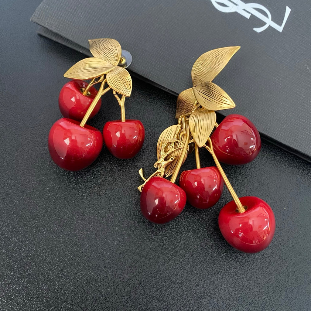 Saint Laurent Red Cherry Drop Earrings - album image 2